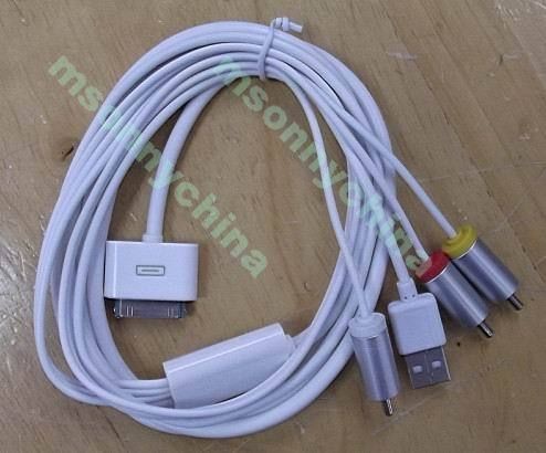 USB TV/AV Composite 3RCA AV Audio Video Cable For Apple iPad/iPhone/ip 