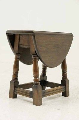 Antique Scottish Petite Revolving Top Oak Gateleg, Drop Leaf, End, Tea 