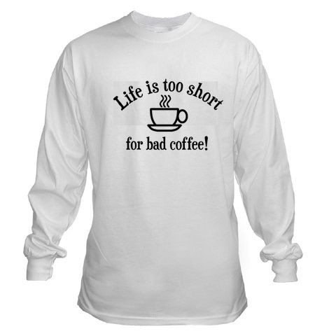   TOO SHORT BARISTA POT MAKER ESPRESSO MACHINE CUP LONG SLEEVE T SHIRT