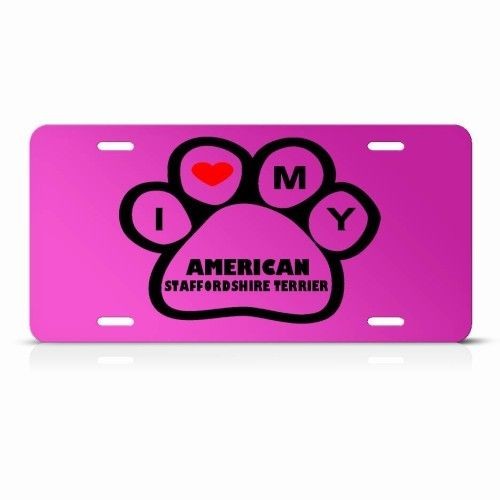 AMERICAN STAFFORDSHIRE TERRIER DOG DOGS PINK ANIMAL LICENSE PLATE SIGN 