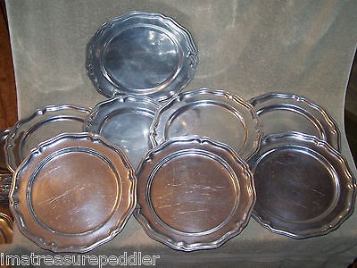 Wilton Armetale Pewter Alloy 4 Queen Anne dinner plates