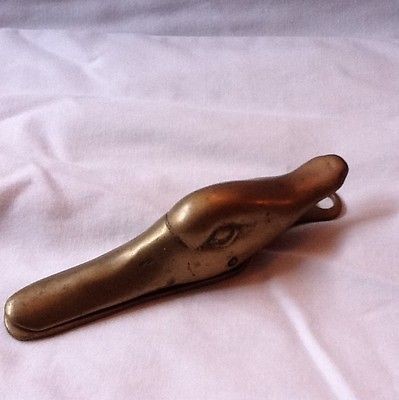 1800 ANTIQUE BRASS DUCK HEAD PAPER WEIGHT OR CLIP