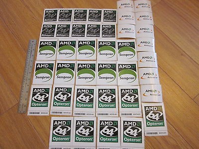 BIG AMD Stickers lot of 40 Opteron Sempron Athlon 64 Athlon 64 FX 