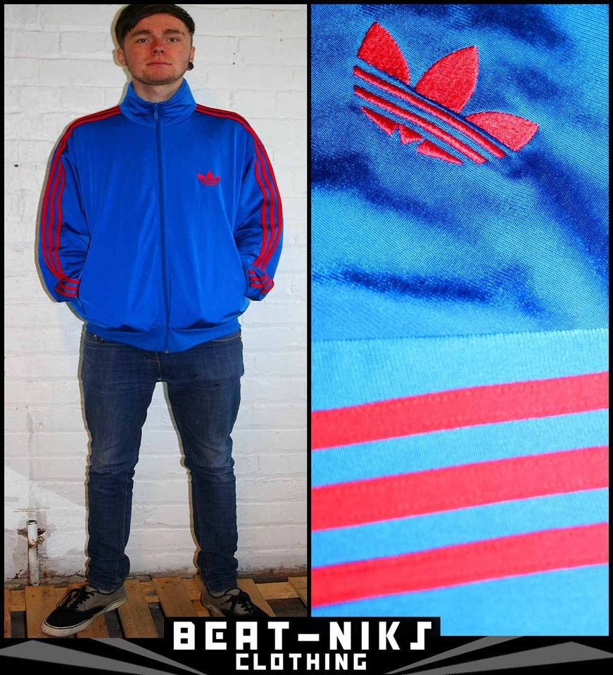 VINTAGE ADIDAS BLUE TRACKSUIT JACKET CASUALS ORIGINALS GLEE INDIE COAT 