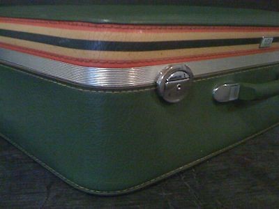 Vintage Amelia Earhart Suitcase w/Multi Colore​d Stripes