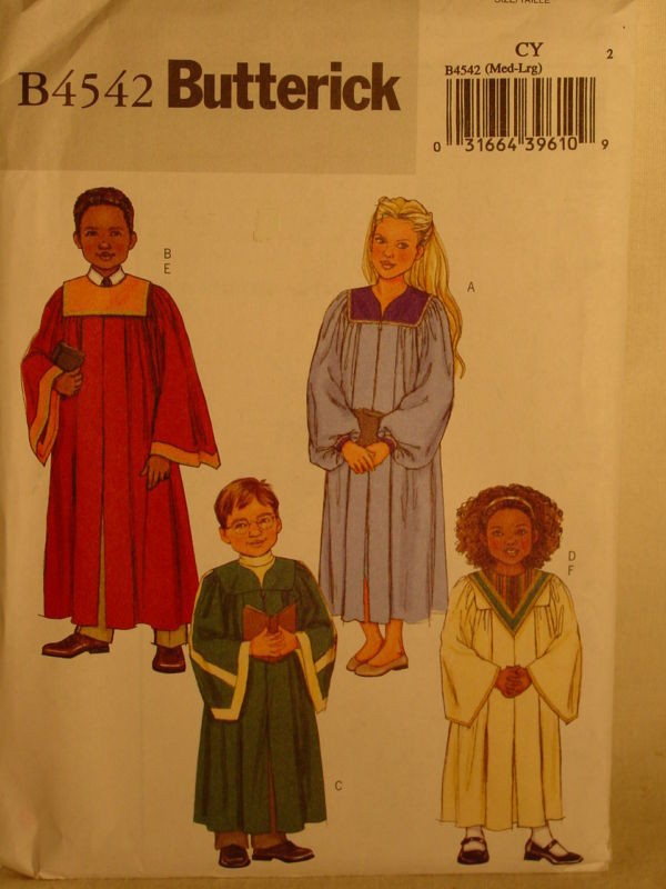 PATTERN BOY/GIRL CHOIR/ALTER BOY ROBES & COLLAR SZ 7 12