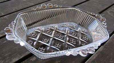 Antique or Depression Era Clear Candy Dish Hexagon Shape