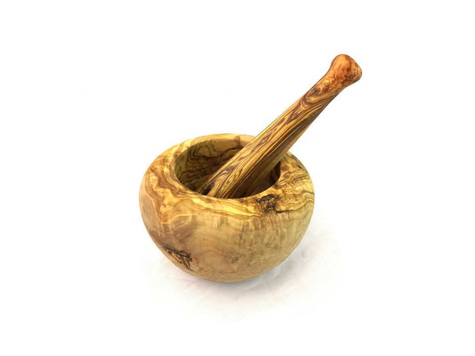 Timber Treasur​es Olivewood Wooden Large Pestle and Mortar, Kitchen 