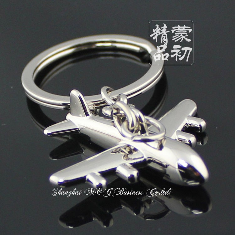 Polished Aircraft Airplane Model Metal Keychain Key Chain Ring Key Fob 