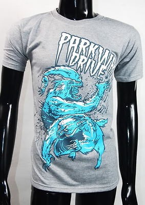 Parkway Drive Horizons Deep Blue Wolf Alternative Rock Grey Tee Shirt 