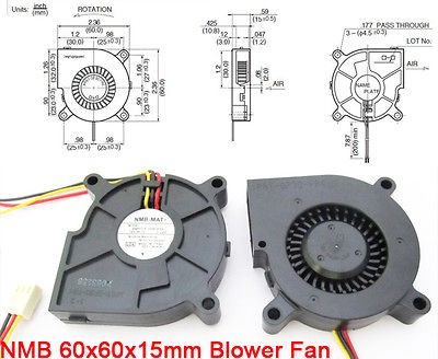 1x NMB DC 12V 6015 Ball Blower Fan 60mm x60x15mm 3Pin