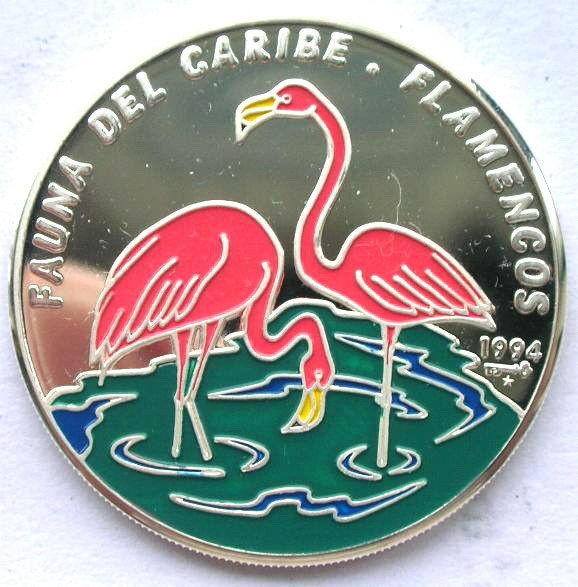 Cuba 1994 Fauna 10 Pesos Colour Silver Coin,Proof