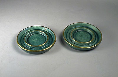 Sweden Swedish Gustavsberg Josef Ekberg Iridescent Green Candleholders