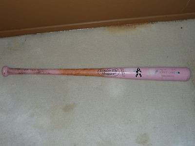 Gerald Laird Texas Rangers 2007 game used pink Mothers Day bat
