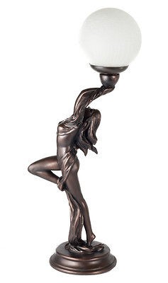 Art Deco Bronze Lighting Lady Draped With Scarf Lamp
