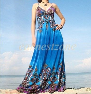 New Evening Party Beach Extra Long Wedding Blue Cocktail Summer Maxi 