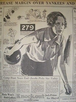   SPORT ART MARGARET FRIEDEL by JACK LUSTIG 1931 OLD NEWSPAPER ARTWORK