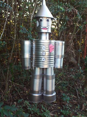 Goofy} Tin Can Man Wizard Of Oz Yard Art Decor Garden Decoration 