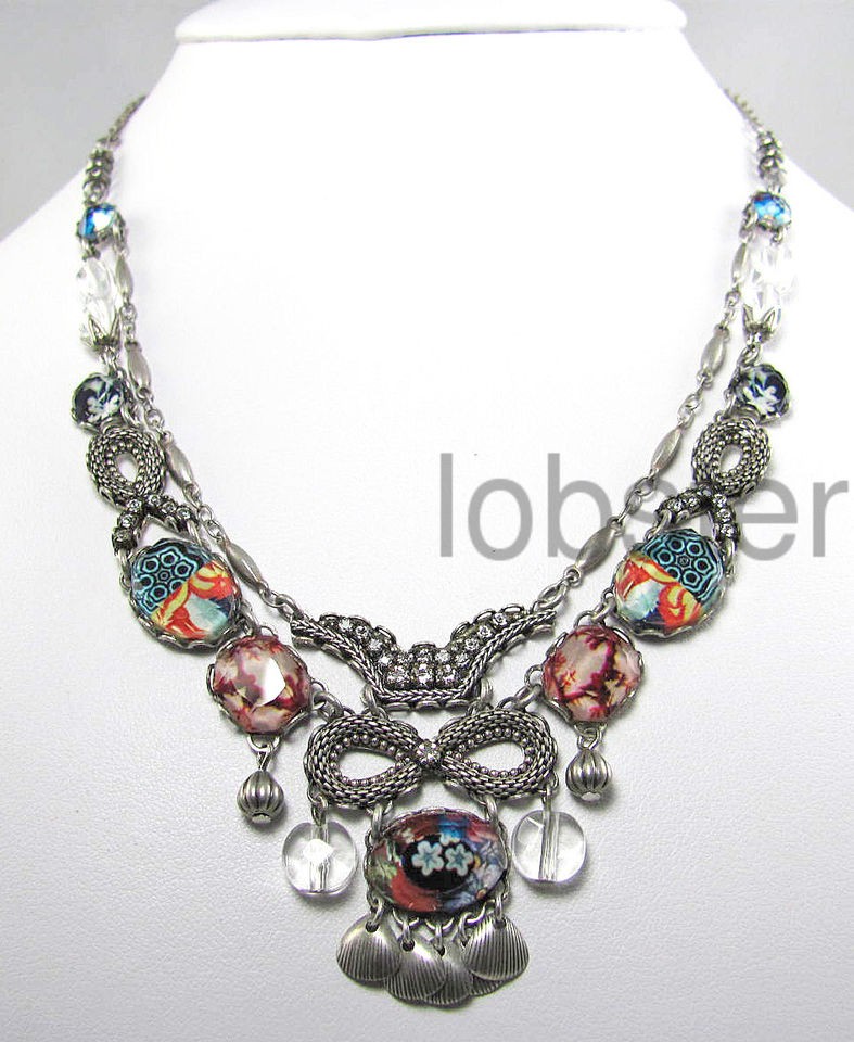 AYALA BAR SANGRIA RADIANCE SILVER DANGLE NECKLACE w SWAROVSKI CRYSTAL 