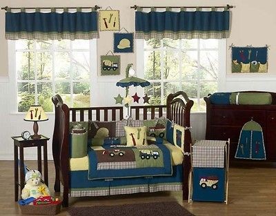   TRUCK BABY BOY BLUE 9pc CRIB BEDDING COMFORTER SET ROOM COLLECTION