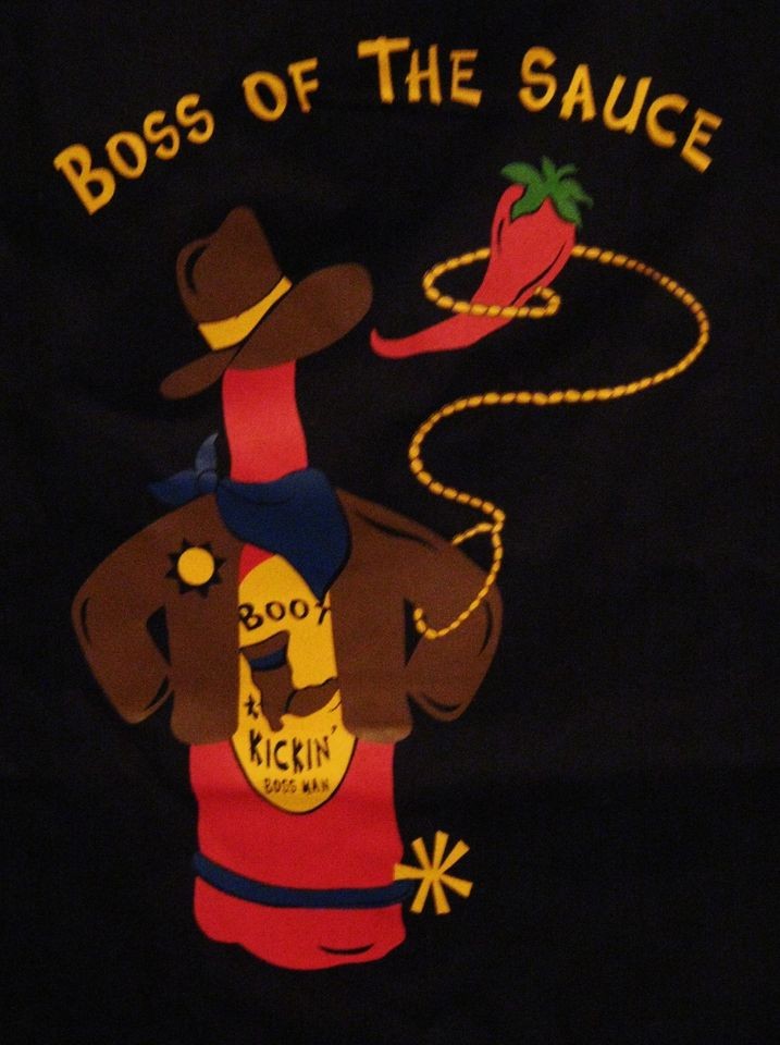   BLACK BIB APRON BBQ CATERING BOSS OF THE SAUCE BOOT KICKIN SHERIFF