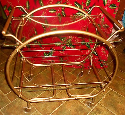 RARE VINTAGE METAL/GLASS BAR SERVICE CART EAMES ERA