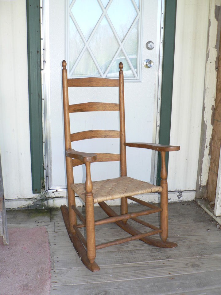   Wonderful Old Ladder back Rocker with splint seat, Cheap Make Offer