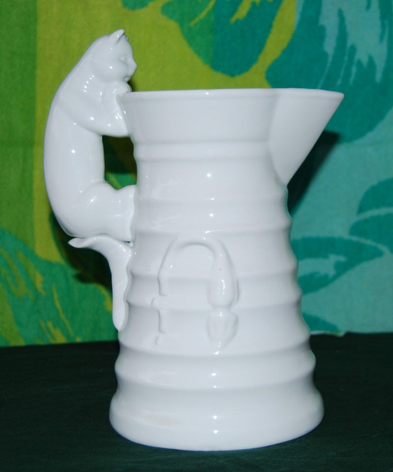 CAT HANDLED LARGE MILK PITCHER FORMALITIES BAUM BROS CHINA