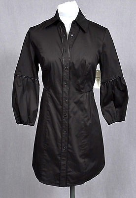 ETCETERA BLACK STRETCH COTTON TUNIC LENGTH SHIRT DRESS Size 10 KITT 