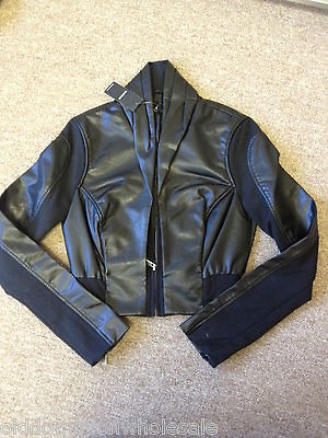 New $98 Bebe Aviator PU Leatherette Bomber Motorcycle Zip Jacket