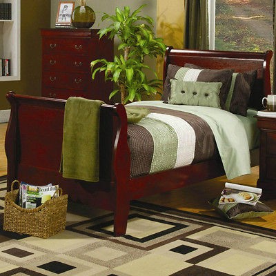 New Louis Philippe Twin Size Sleigh Bed Frame CHERRY