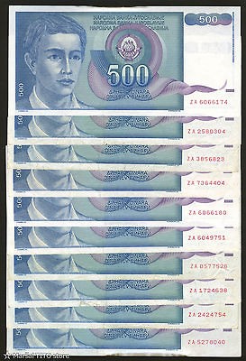     LOT 10 notes *REPLACEMENT*   P 106   500 Dinara   Belgrade 1990