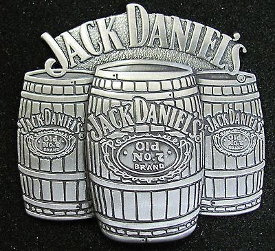 NEW IN TIN JACK DANIELS PEWTER LOOK BARREL BELT BUCKLE