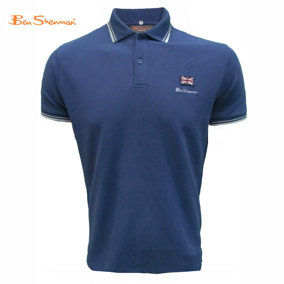 BEN SHERMAN UNION FLAG ROMFORD MENS POLO SHIRT MORGAN BLUE