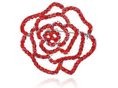 Abstract Beauty Rose Beast Ruby Red Crystal Rhinestone Flower Outline 