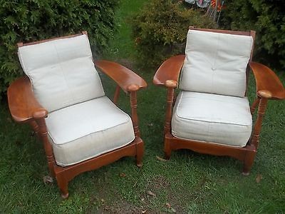 old CUSHMAN bennington vermot maple large arm LOUNGE CHAIRS mid 