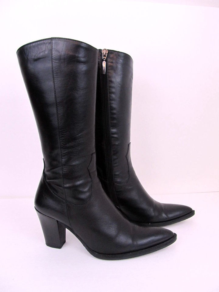Russell & Bromley London Black Leather Western Boot Shoes Womans 7.5