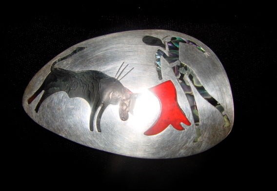 ANTIQUE TAXCO BERNICE GOODSPEED? 925 STERLING SILVER BROOCH BULL