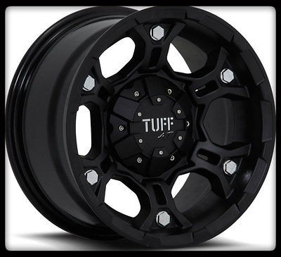   TUFF T03 BLACK RIMS W/ 35X12.50X15 BFGOODRICH A/T TA KO WHEELS TIRES