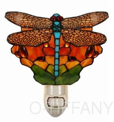 Tiffany Style Stained Glass Night Light Autumn Dragonfly