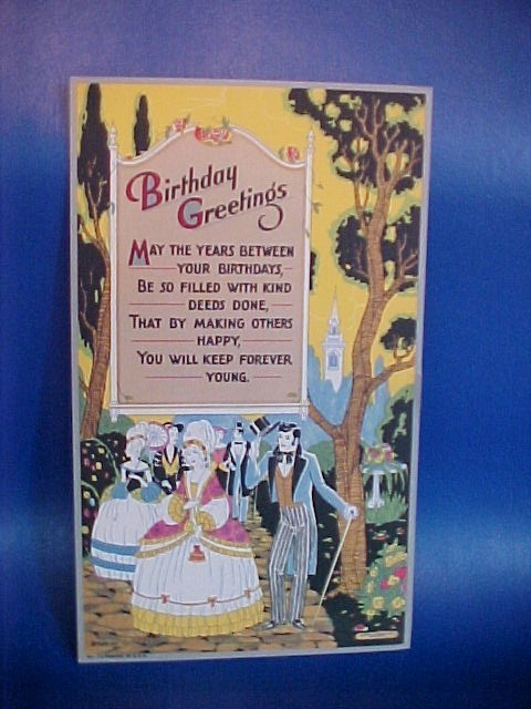 Birthday Greetings Motto Morris & Bendien NY No. F2 Unframed 6x10 Inch 