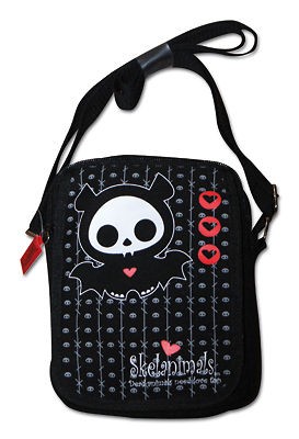   Diego Bat Skeleton Heart Black Gothic Shoulder Strap City Bag