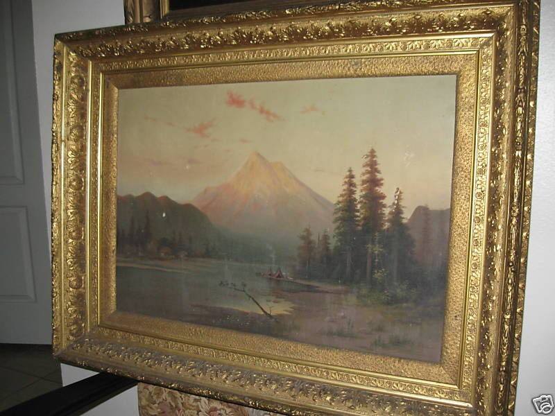 ART OIL PAINTING MT. HOOD SCENE BY FREDERICK F. SCHAFER