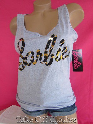 NEW ♥ BARBIE DOLL GREY TANK TOP T SHIRT BRING OUT THE LITTLE GIRL 