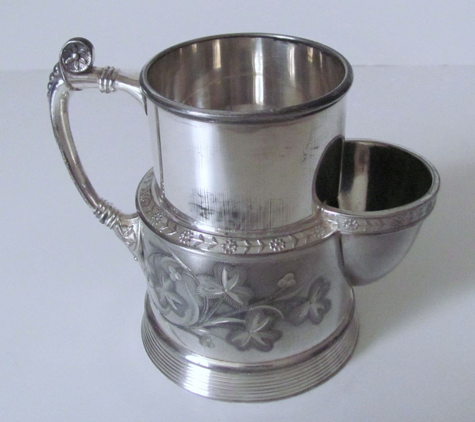 ANTIQUE Victorian PAIRPOINT Silverplate SCUTTLE SHAVING MUG flower 