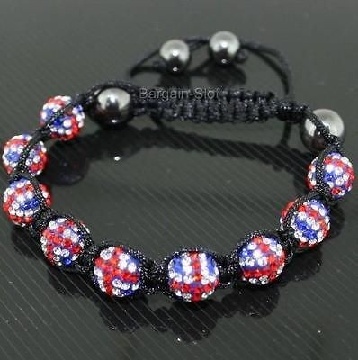   HipHop 9 Disco Balls 10mm Shamballa Crystal Beads Ajustable Bracelet