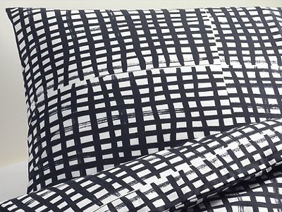 IKEA Black White Bjornloka Ruta Duvet Cover Full Queen Set NEW