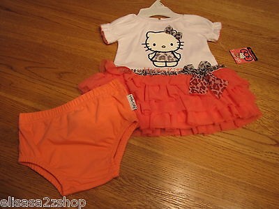 Hello Kitty Sanrio Baby Girls Tutu dress & Bloomers white & coral 3 6 