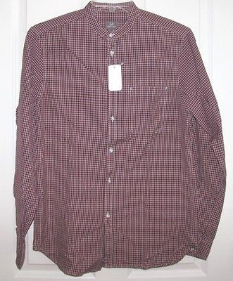 NWT 55 BROOME MENS L/S SHIRT BLOOMINGDALES COLLARLESS $98