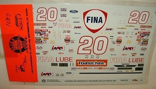 slixx 1/24 #20 FINA LUBE BOBBY HILLIN Jr. 1995 FORD THUNDERBIRD